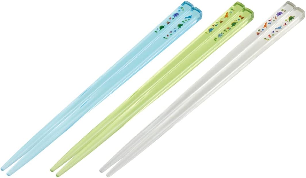 Skater AA2T-A Dinosaurus Acrylic Clear Chopsticks 6.5 inches (16.5 cm), Set of 3, Made in Japan