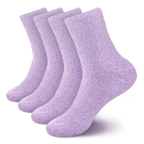 Image of BambooMN Women's Fuzzy Soft Colored Socks