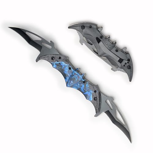 Snake Eye Tactical Twin Blade Bat Designed Action Assisted Folding Pocket Knife Outdoors Hunting Camping Fishing BKBK (PBKD13) - Snake Eye Tactical