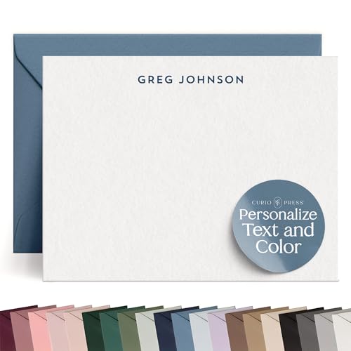 Personalized Stationery for Women & Men, Minimalist Flat Card with Custom Note Cards Name, Minimal Design Thank You Cards with Envelopes Personalized Stationary Custom Card - Minimalist Flat