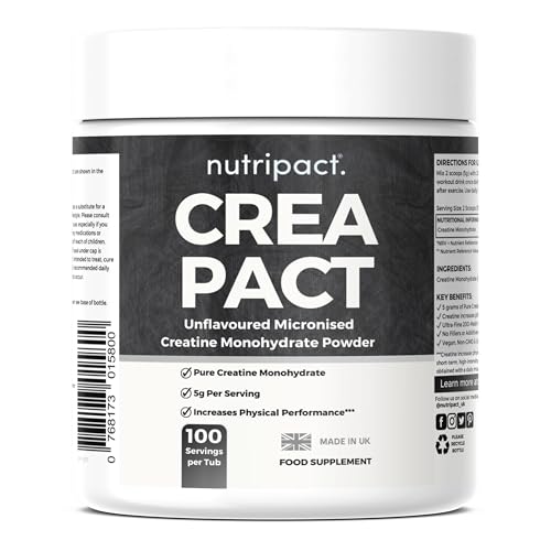 Creatine Monohydrate Powder | for Muscle Growth, Performance & Recovery - Unflavoured Creatine 5g | 100% Pure Micronised Creatine Powder | Supports Strength Performance | 100 Servings | 500g