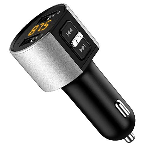 MEQI Bluetooth FM Transmitter, in-Car Wireless Bluetooth Receiver MP3 Player Radio Adapter with Hands-Free Calling, Dual USB Port Charger Car Kit 5V/3.4A for iPhone iPad Smartphones