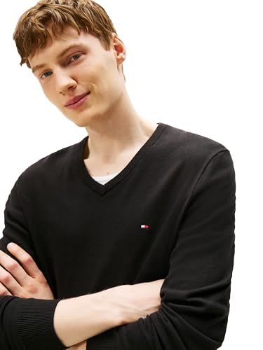 Tommy Hilfiger Men's Cotton Solid V Neck Sweater Lightweight Pullover2