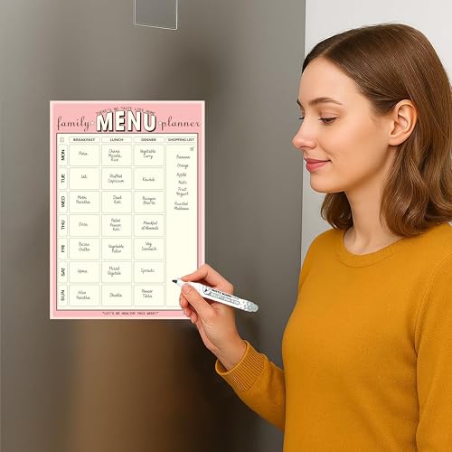 Image of AccuPrints A4 Family Meal Planner, Magnetic Whiteboard with Marker, 29 x 21 cm, Dry Erase Flexible Writing Film for Kitchen Fridge /Office Godrej /Metal Wardrobe | Weekly Meal Panner