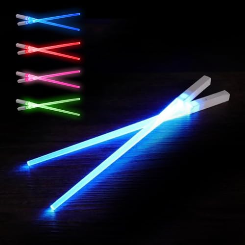 SithSticks® 2 Palillos Luminosos Azules | Palillo de Sable Láser LED | Cubiertos Lavables y Reutilizables para Niños y Adultos | Comida China y Japonesa | Idea de Regalo | OriginalCorner®