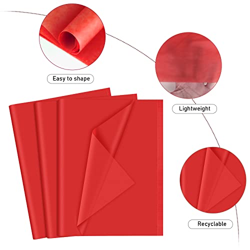 NEBURORA 120 Blatt Rot Seidenpapier 35 x 50 cm Weihnachten rotes Geschenkpapier lose rote Geschenkpapierbögen für Geschenktüten Verpackung Blumenfüller Basteln Geburtstag Hochzeit Valentinstag