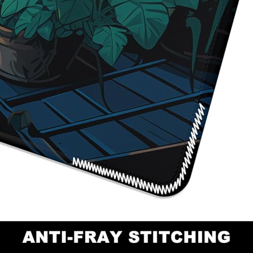 Image of Printed Gaming Mousepad - Premium Stitched Edges, Smooth Surface,Size 11x23 inches, Non-Slip Rubber Base - Ideal for Office & Gaming Setup (Art Lofi Flower Room)