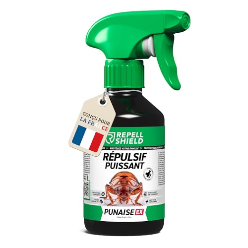 RepellShield® Spray Anti Punaise de Lit Naturel -250ml- Non Tachant, Sans Résidu, Prêt à l’Emploi - Barrière Répulsive à Base de Plantes pour Matelas,...