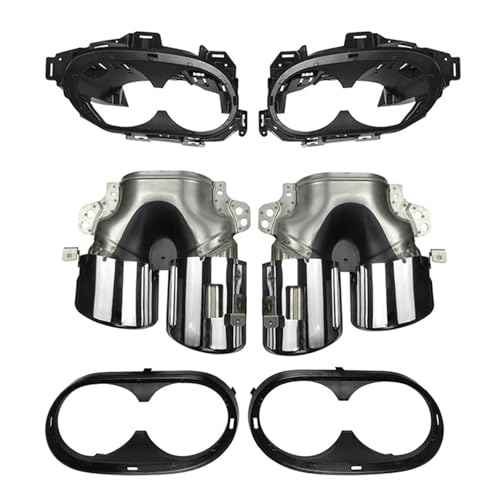 ���A�f�B�t���[�U�[�o���p�[ �ɓK������GLB 2020-2024 X247 GLB180 GLB200 GLB220 GLB250 GLB35 �ɓK������AMG ���A�o���p�[�^�[�{�}�t���[�r�C�q���g�p�C�v 4 �o�� ���A�o���p�[(Chrome Silver