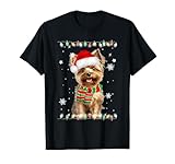 luci divertenti per albero di natale yorkshire cucciolo yorkshire dog maglietta