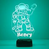MMS Space Personalized Night Light with Remote, Custom Engraved LED Light Lamp with Your Name or Text, Astronaut Nightlight with 16 Colors, 4 Modes, Battery or USB Cord Power Lighted Sign
