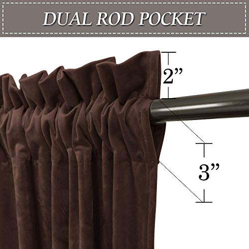 Image of RYB Home Velvet Curtains 63 inches Long - Super Soft Room Darkening Thermal Insulating Window Drapes for Bedroom Living Room Dining Backdrop, W 52 x L 63 inch, Chestnut, 2 Panels
