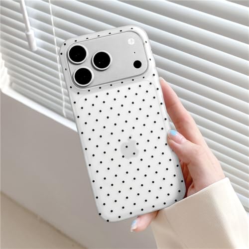 Coque iPhone 17 Pro noire mate inewateri à pois | Protection souple