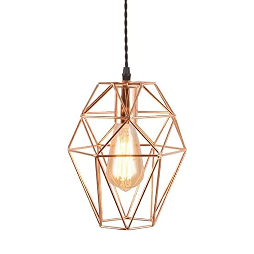 XYBZJP Lustre en Cage en Fer au Design créatif, Suspension Semi-encastrée, Lampe Suspendue à Une tête E27, luminaires de décoration de Plafond de Salon d'île de Cuisine