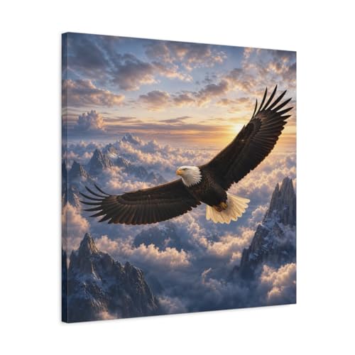 Impression sur toile aigle et montagne avec châssis épais de 3 cm pour décoration murale