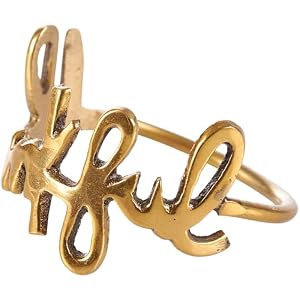 Primitives by Kathy Set Grateful Wooden Napkin Ring 250 x 2 x 2 gold color finish