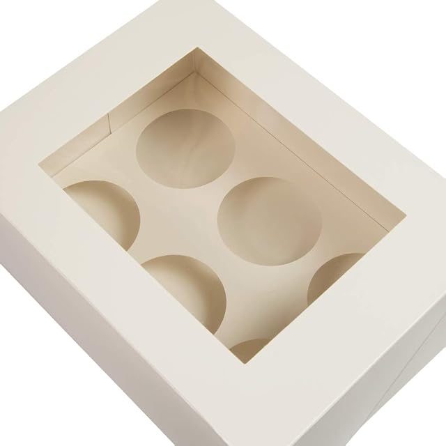Rainbow Packaging 10 x 4 Inch DEEP White 6 Cavity Cupcake Boxes