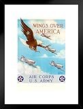  Poster Gießerei WPA War Propaganda Wings Over America Air Corps US Army Eagle WPA War Propaganda 20x26 inches Matted Framed Poster