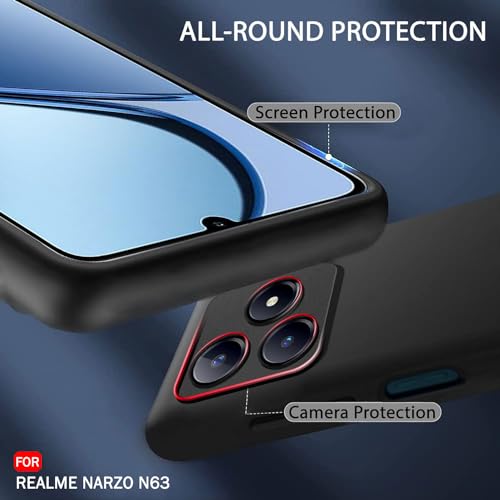 Image of TheGiftKart Sleek Back Cover Case for Realme C63 / Narzo N63 | Slim Fit Protective Design | Ultra Matte Finish | Camera Protection Bump | Soft Back Cover for Realme C63 / Narzo N63 (Silicone, Black)