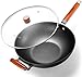 wok PAN NOSSTICK PAT avec couvercle Bac à frire anodisé dur Pan Wok Omelette Skinet Stay Poignée fraîche Convient pour une utilisation sur la cuisinière