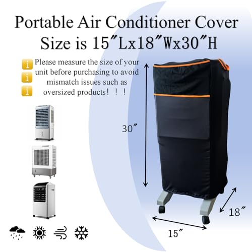 Image of NGB Portable Air Conditioner Cover, 15 inchx18 inchx30 inch, Black | Anti-Dust, Compact AC Storage Bag, Protection for Mobile AC