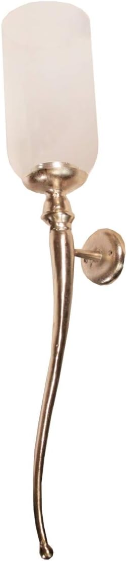 Privilege Large Aluminum Wall Sconce with Glass Candle Ecasing in Raw Nickel