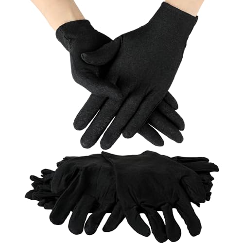 SATINIOR 60 Pcs Cotton Glove Stretchy Work Glove Reusable Mitten for Men Women Hand Dry Art Coin Handling Jewelry (Black XL)