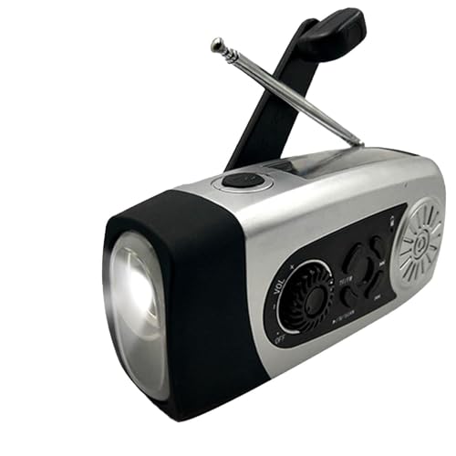 Radio Solar de Emergencia - Linterna De Radio Meteorológica Solars, Manivela con Energía Solar FM, Radios Meteorológica Autoalimentada con Cargador De Teléfono Celular Power Bank para Uso Doméstico