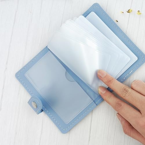 Credit Card Wallet for Woemn Man, Leather Business Card Holder Wallet(Blue)2