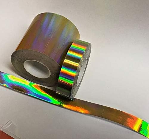 Holographic Rainbow Tape, Self-Adhesive (1 inch x 50 ft, Gold)