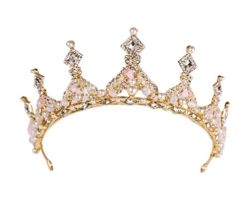 Damen Perle Kristall Hochzeit Haarband Braut Tiara Haarreif Krone Diadem Gold Cover