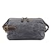 Produktbild Neuleben Kulturtasche Wasserdicht Vintage Canvas Leder Damen Herren Kosmetiktasche Kulturbeutel für Reise Urlaub (Grau)