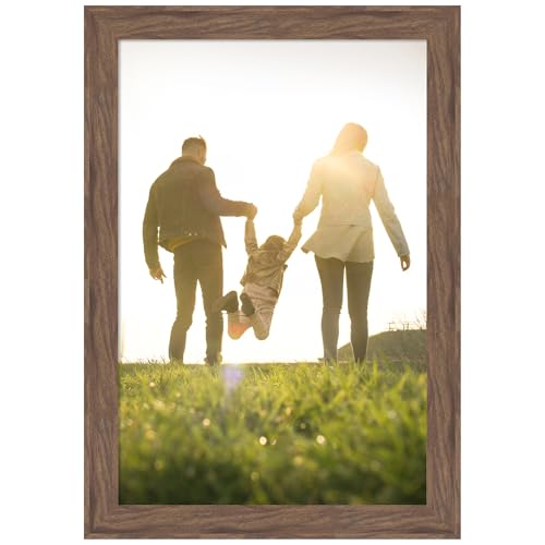 Amanti Art 24x36 Picture Frame, Pia Medium Brown Wood Framing for your Wedding Photos, Family Pictures, Diploma, Certificate, Kids Art Gift for Mom or Poster Wall Decor