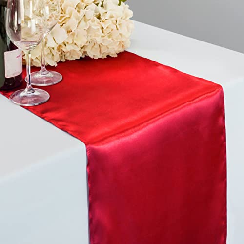 LinenTablecloth 14 x 108-Inch Satin Table Runner Red