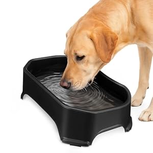 Neater Pet Brands Extra Large Water Bowl for Dogs, Outdoor Dog Water Bowl (1.25 Gallon XL Capacity), Big Trough Style Food Dish for Indoors or Outside, No Spill Large Dog Bowls, Midnight Black