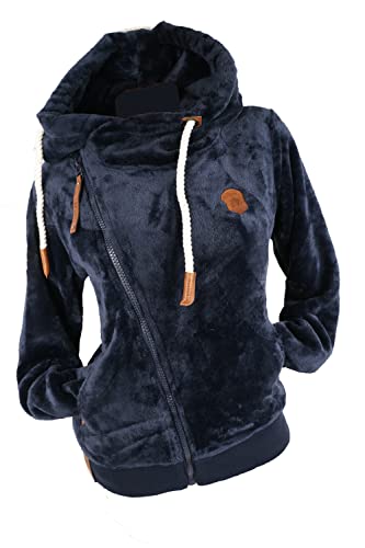 VIN TE Damen Kuschel Teddy Fleece Sweat Jacke Kapuze Hoodie Velour Velvet...