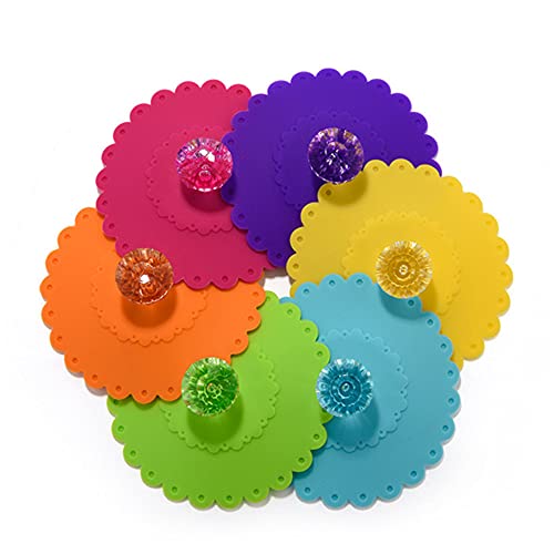 MODOAO Silicone Cup Lids Set of 6,Food Grade Silicone Cup Covers Anti-Dust Airtight for Mugs,Cups,Glass Cup,Mug,Coffee Cup