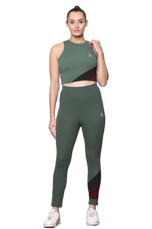 ZICADAWomen's Top & Bottom Set Gym Wear | Running Wear | Sports Running Suits For Girls/Women | Stylish Comfort for Active Days