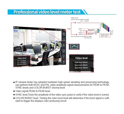 Probador de CCTV 7" 4K con pantalla táctil Retina para instaladores 6