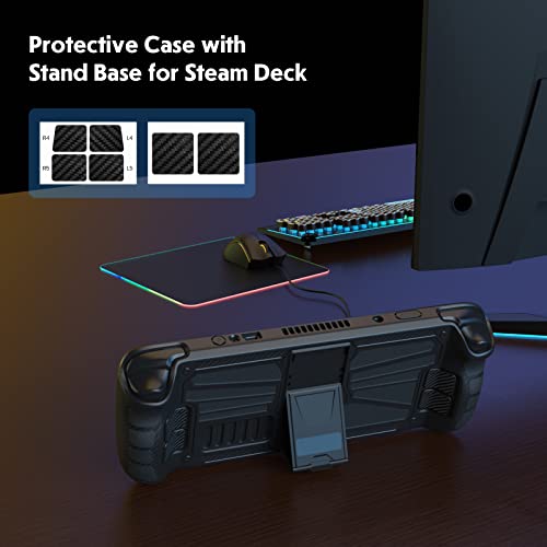 Protective Case With Kickstand For Steam Deck, Newenmo High Quality Tpu Pc Protector Cover Case With Adjustable Stand Base, [Non-Slip] [Shock-Absorption] And [Anti-Collision] Design For Steam Deck Skin--Black #TOP1