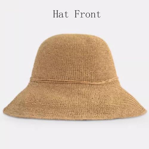 Girls Sun Hats Solid Color Straw Hat Kids Wide Brim Sun Protection Beach Cap with Bow UPF 50 Bucket Hat 3-7 Years4