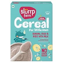 Slurrp Farm Banana Ragi Rice Cereal for Babies & Toddlers | With Milk & Real Fruits | Easy to Digest Baby Cereal | No Added Sugar, No Preservatives | 7.05 Oz 200g