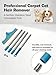 Premium Stainless Steel Pet Hair Removal Carpet Rake | Reusable Adjustable Pet Fur De-Shedding Tool for Carpets, Rugs, Upholstery & Auto Mats | Long Extendable Handle, Heavy-Duty Construction(Blue)