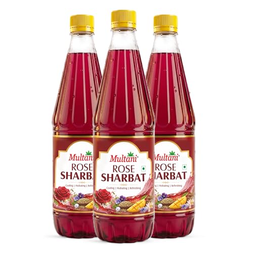 Image of Multani Rose Sharbat (750 ml) Pack of 3 | Herbal Summer Drink | Natural Ingredients - Shankhpushpi, Banafsha, Saunf, Mango, Khas, Nilofar | Refreshing Cooling Sharbat