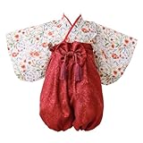 [regalo] ベビー 袴 2ピース60～100cm 女の子 男の子 セパレート ひな祭り 和装 フォーマル 赤ちゃん お宮参り 百日祝 初節句 花恋 (ルクスレッド, 60)