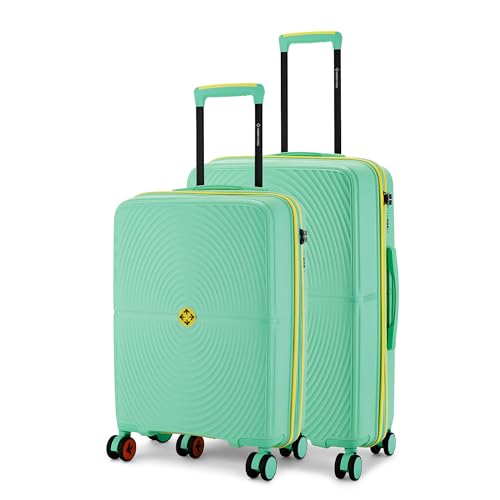 Image of Nasher Miles Bali Hard-Sided Polypropylene Luggage Set of 2 | 55cm & 65cm | 8 Wheels Small & Medium Trolley Bag for Travel | Suitcase (Pastel Green)