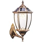 Luces solares, linternas de pared con energía solar, lámpara de pared solar for exteriores, luz solar, encendido/apagado automático, resistente al agua for jardín, valla, patio, luz blanca bronce