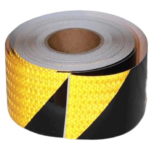 tuyrchu Reflective Tape Yellow Black 4 inch Wide for Truck, Outdoor Waterproof High Visibility Safety Warning Adhesive Strips (166 feet)