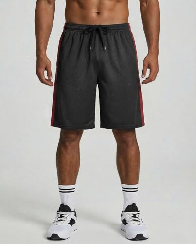 Image of Real Essentials 5 Pack: Men's 9 inch Mesh Shorts - Athletic Gym, Workout, Basketball, Running, Casual Lounge Activewear Pockets