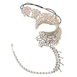 Aspecto elegante y femenino: diseñada para mujeres, esta media máscara de diamantes de imitación agrega un toque de y sofisticación a cualquier disfraz o atuendo de fiesta, máscara de diamantes de imitación brillantes, máscara de mascarada de metal